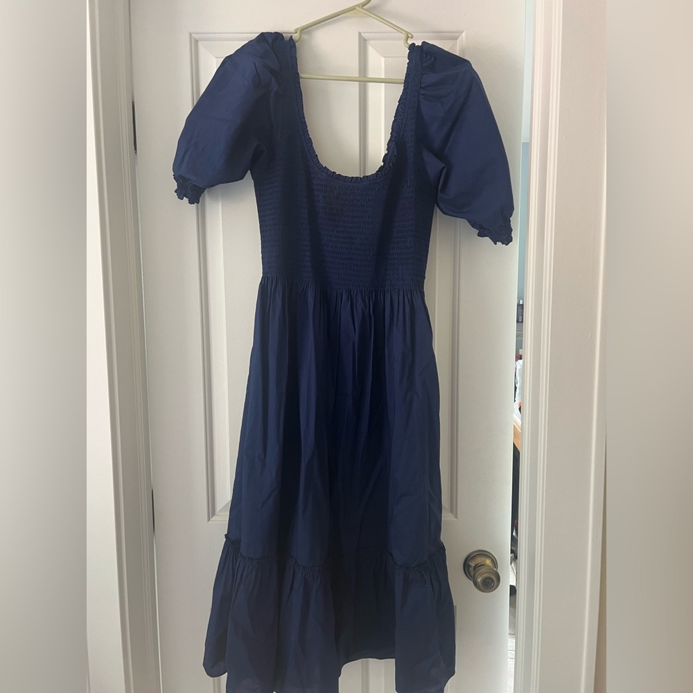 Hill House Blue Puff Sleeve Scoop Neck Sundress